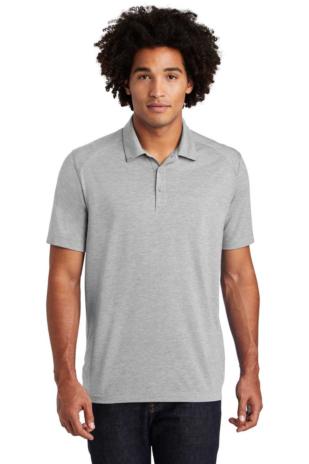 Sport-Tek ST405 PosiCharge Tri-Blend Wicking Polo - Light Gray Heather - HIT a Double - 1