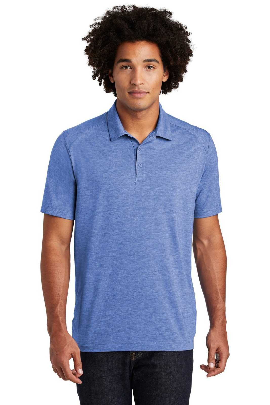 Sport-Tek ST405 PosiCharge Tri-Blend Wicking Polo - True Royal Heather - HIT a Double - 1