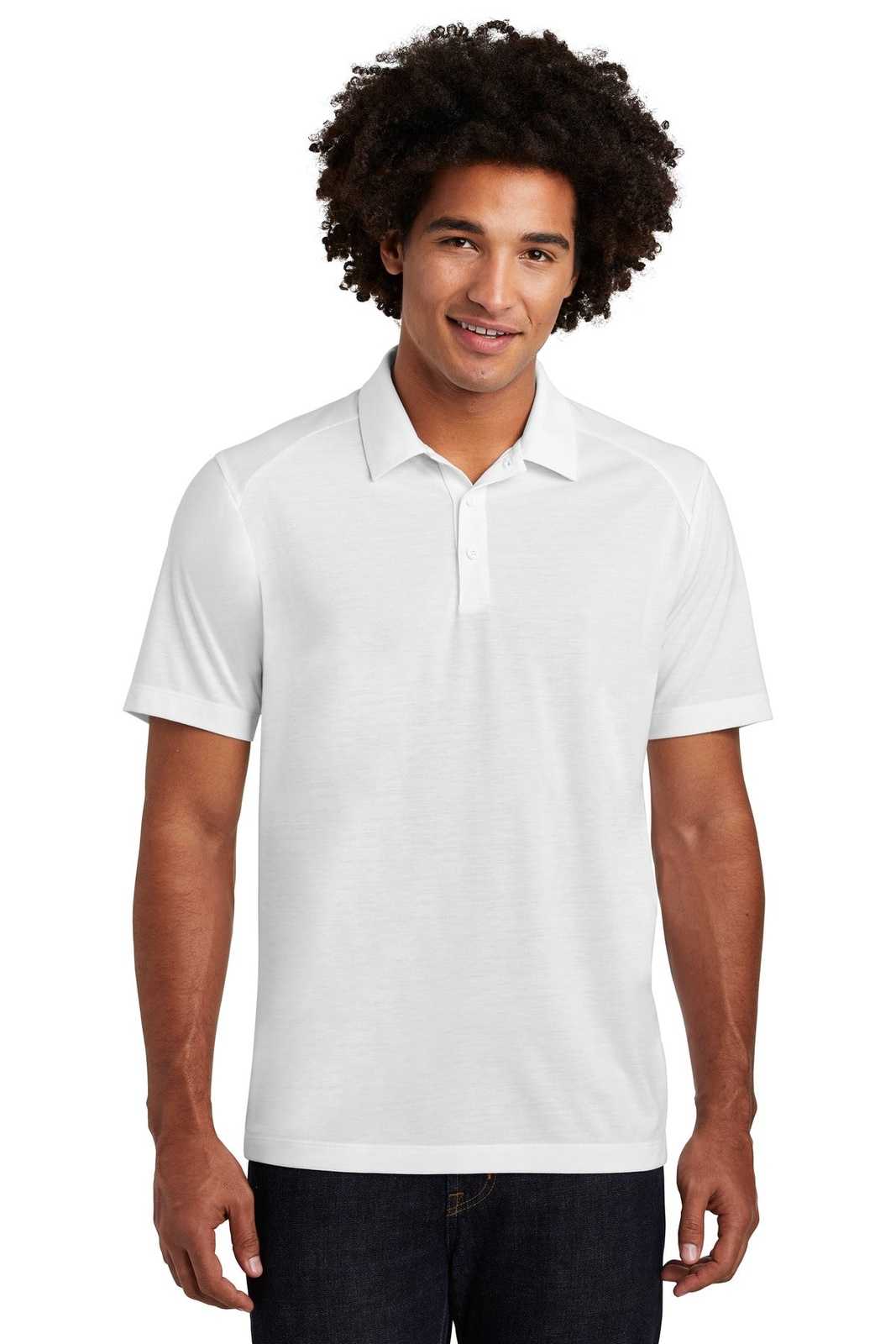 Sport-Tek ST405 PosiCharge Tri-Blend Wicking Polo - White Triad Solid - HIT a Double - 1