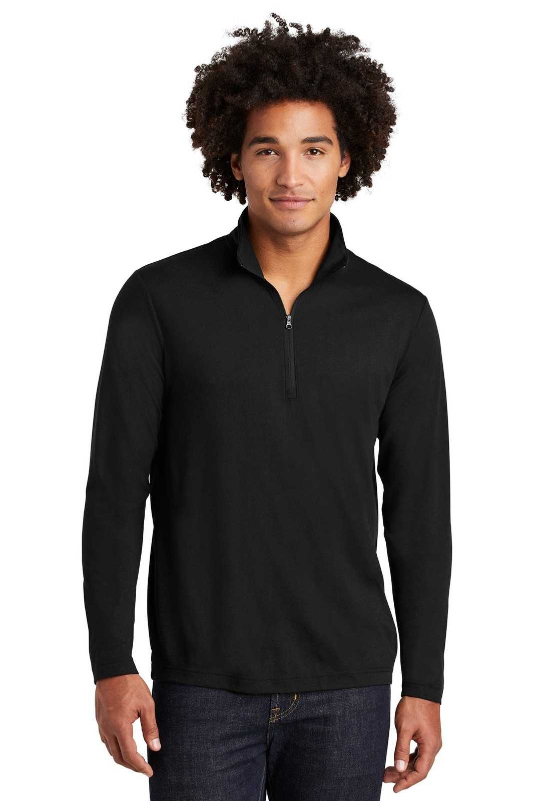 Sport-Tek ST407 PosiCharge Tri-Blend Wicking 1/4-Zip Pullover - Black Triad Solid - HIT a Double - 1