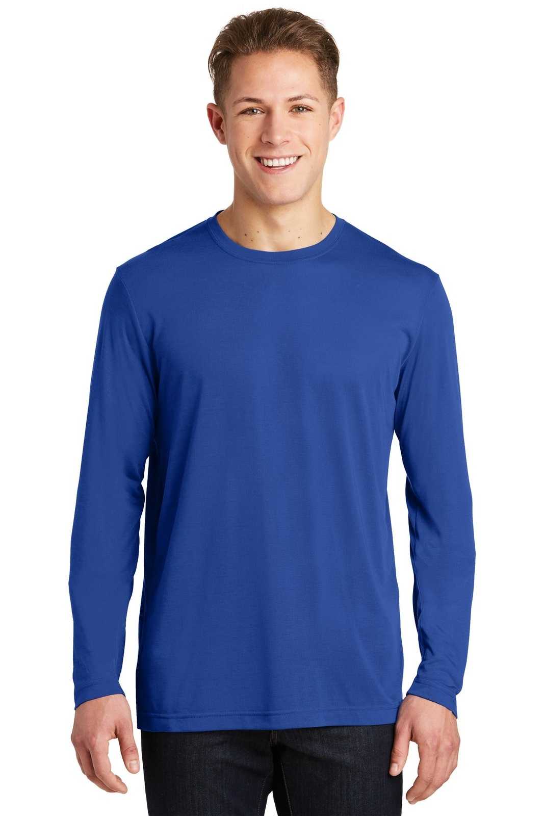 Sport-Tek ST450LS Long Sleeve PosiCharge Competitor Cotton Touch Tee - True Royal - HIT a Double - 1