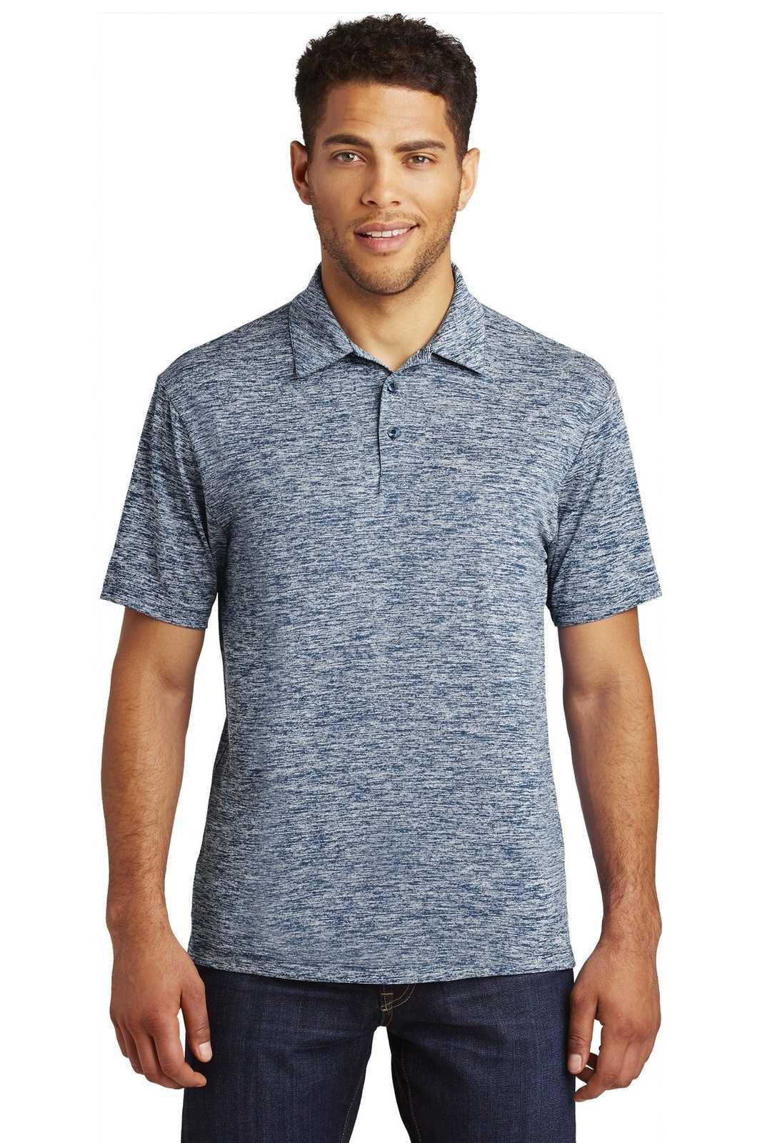 Sport-Tek ST590 PosiCharge Electric Heather Polo - True Navy Electric - HIT a Double - 1