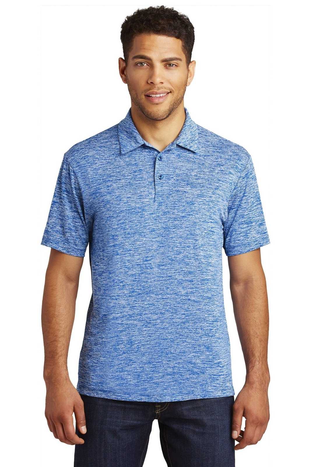 Sport-Tek ST590 PosiCharge Electric Heather Polo - True Royal Electric - HIT a Double - 1