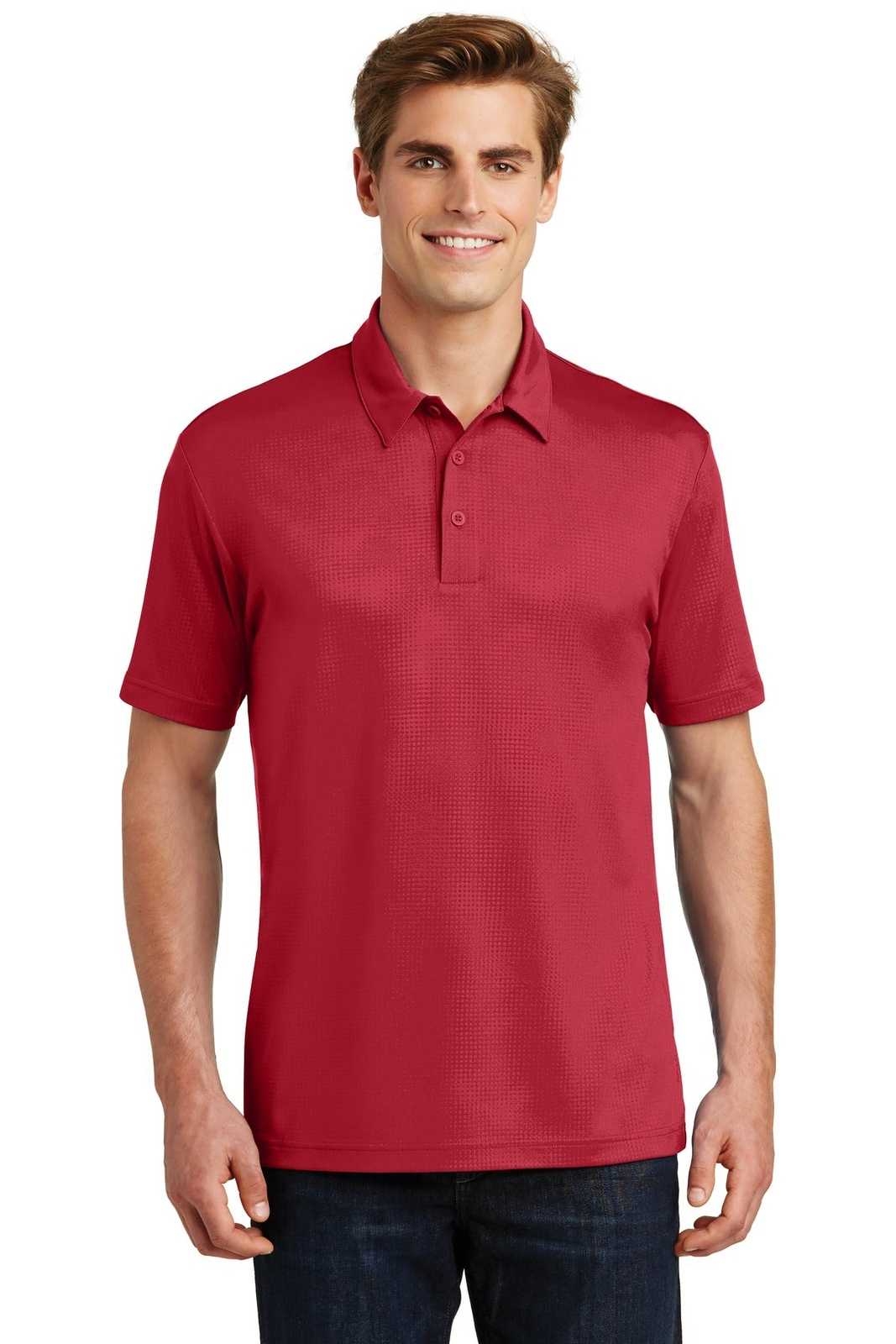 Sport-Tek ST630 Embossed PosiCharge Tough Polo - Deep Red - HIT a Double - 1