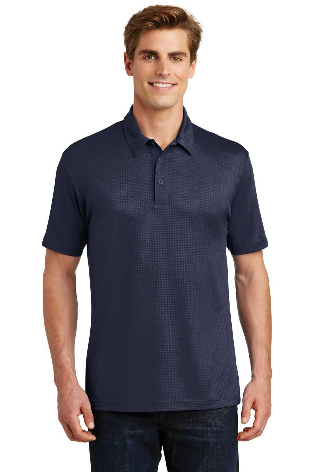 Sport-Tek ST630 Embossed PosiCharge Tough Polo - True Navy - HIT a Double - 1