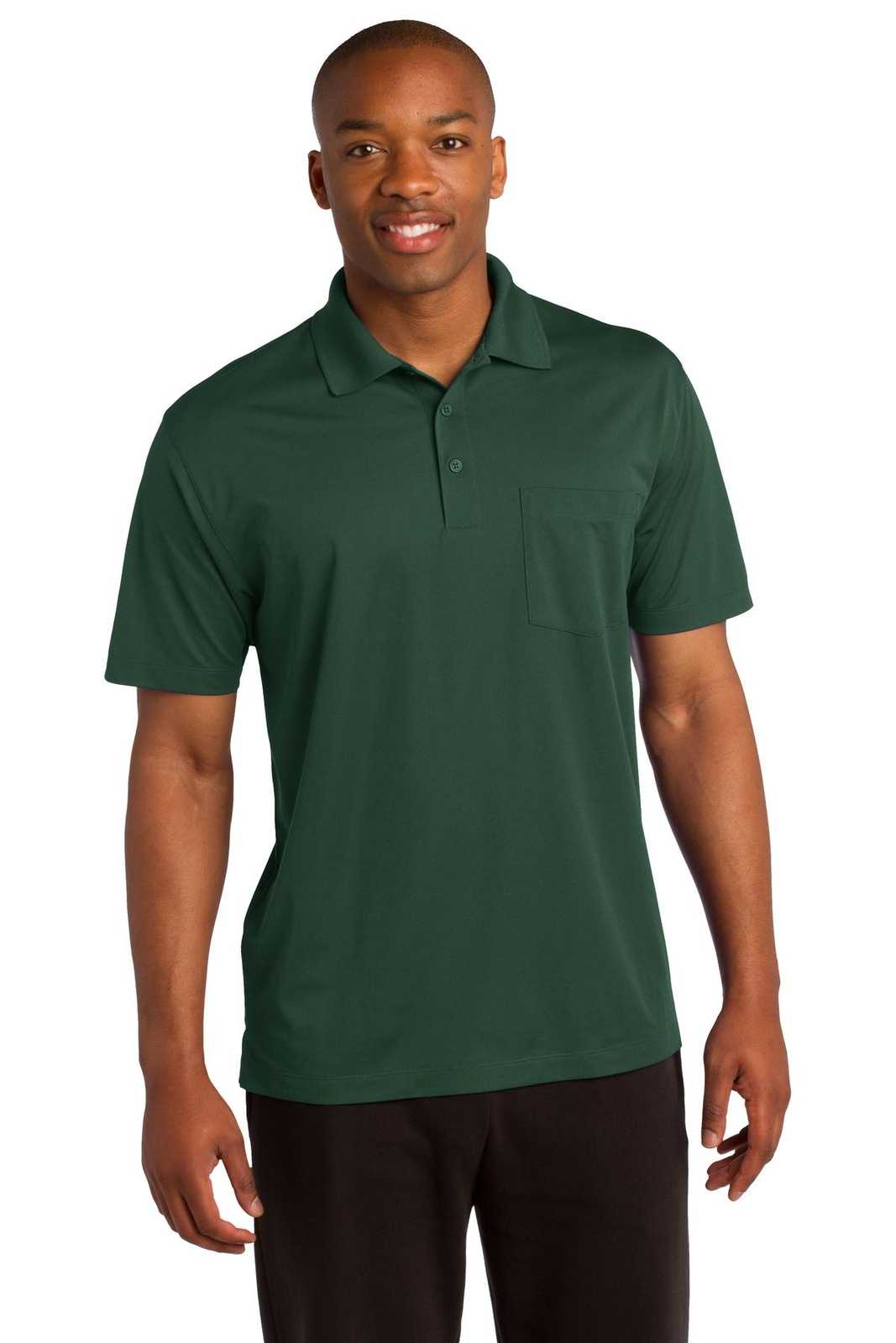 Sport-Tek ST651 Micropique Sport-Wick Pocket Polo - Forest Green - HIT a Double - 1