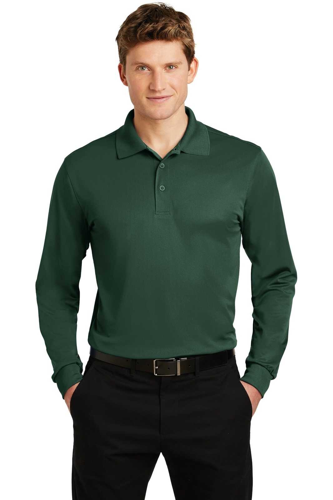 Sport-Tek ST657 Long Sleeve Micropique Sport-Wick Polo - Forest Green - HIT a Double - 1