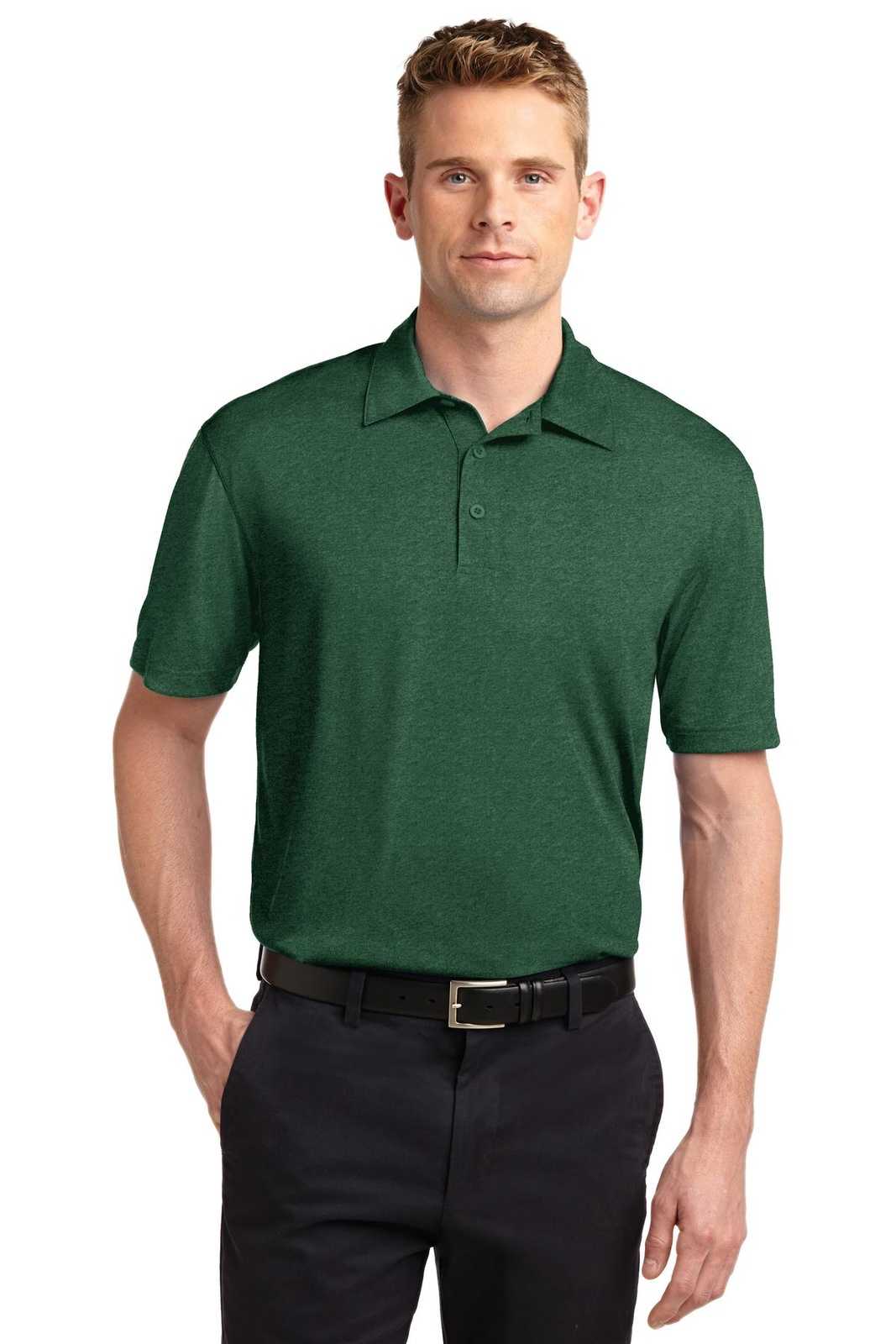 Sport-Tek ST660 Heather Contender Polo - Forest Green Heather - HIT a Double - 1