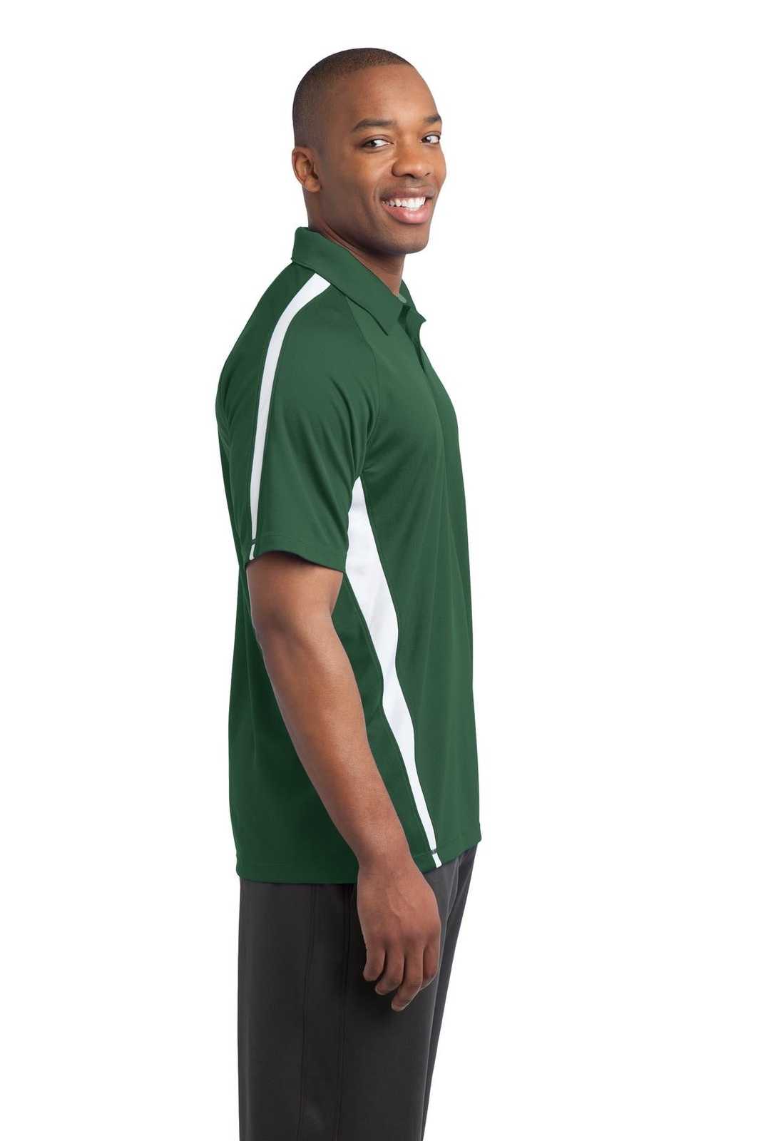 Sport-Tek ST685 PosiCharge Micro-Mesh Colorblock Polo - Forest Green White - HIT a Double - 3