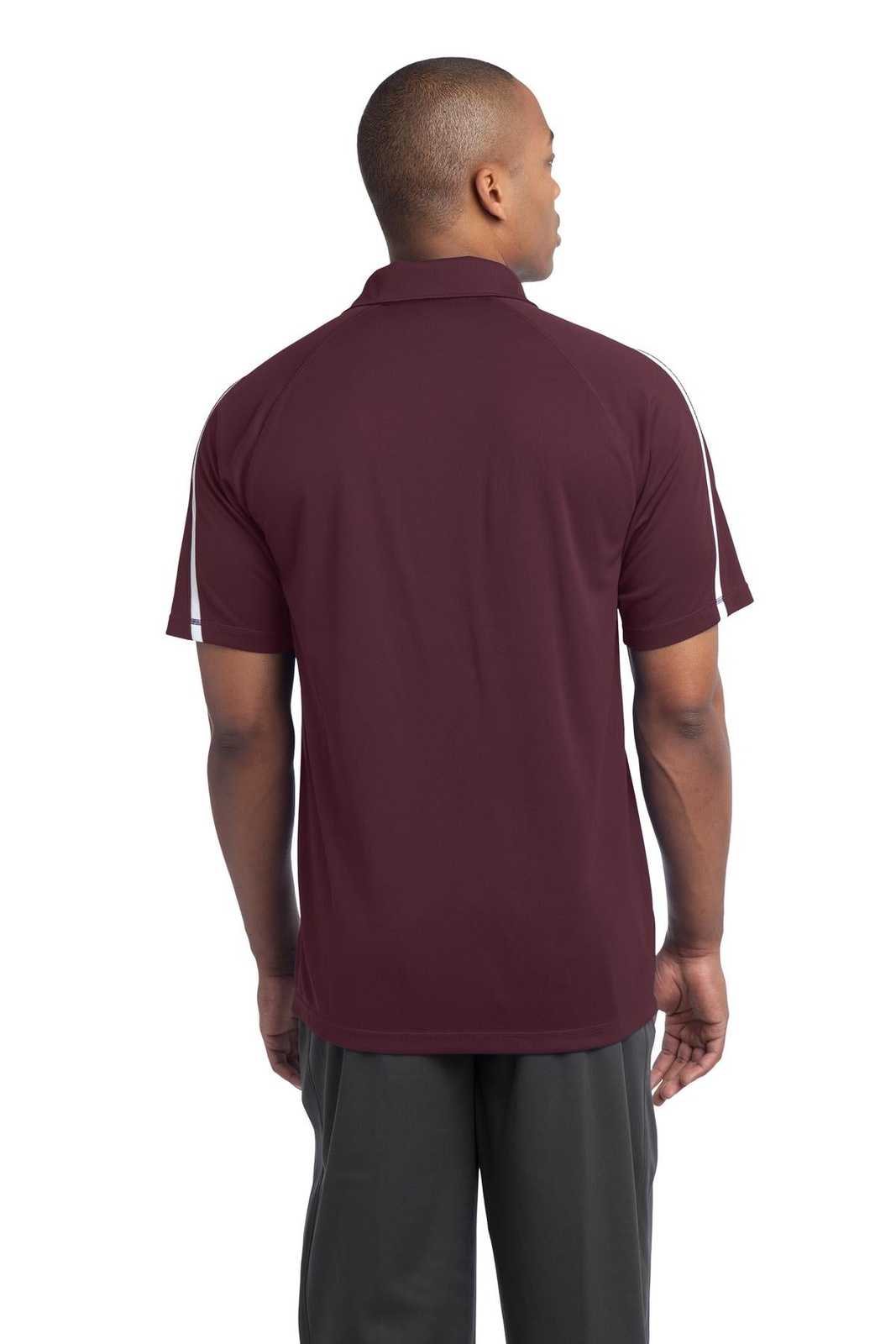 Sport-Tek ST685 PosiCharge Micro-Mesh Colorblock Polo - Maroon White - HIT a Double - 2