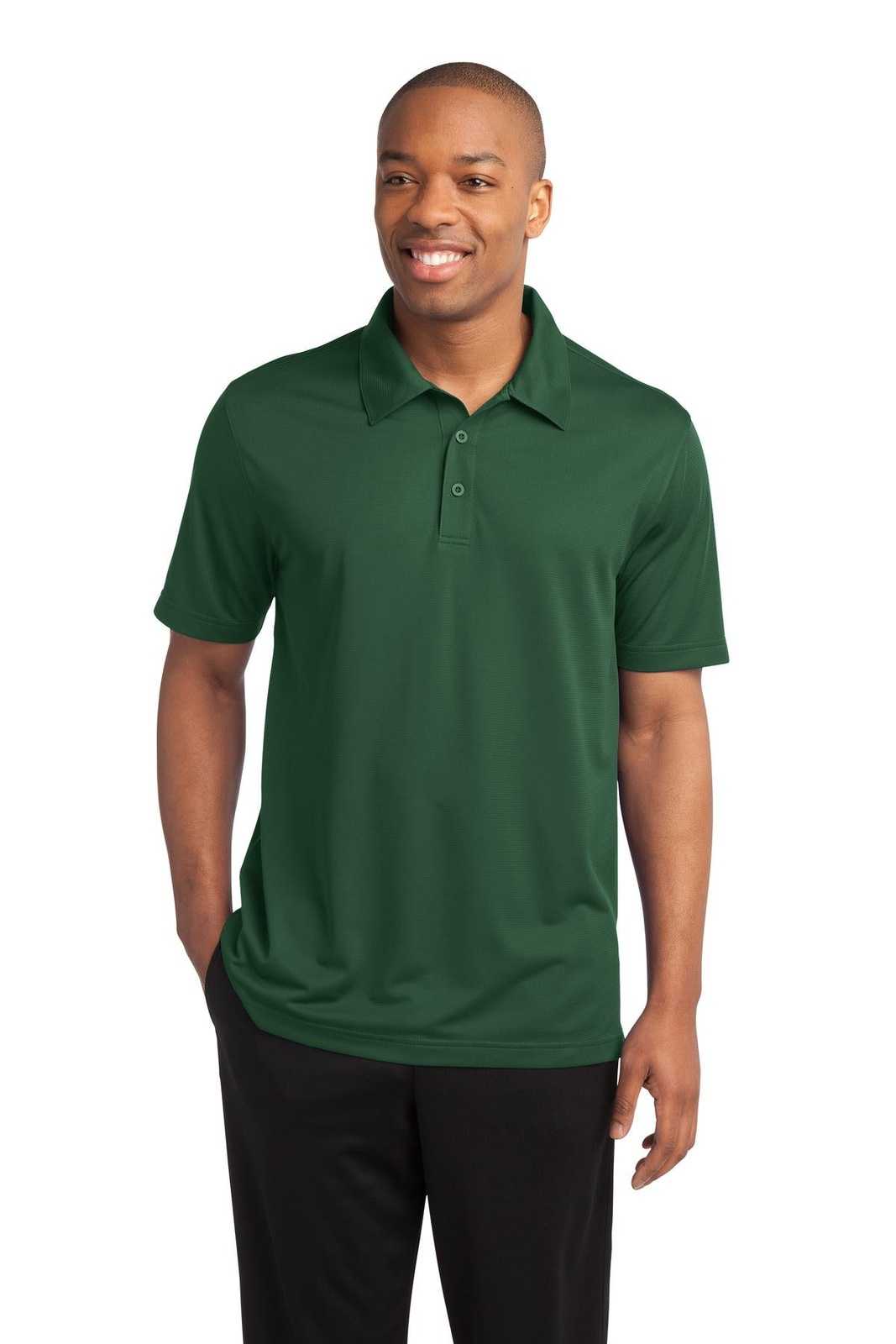 Sport-Tek ST690 PosiCharge Active Textured Polo - Forest Green - HIT a Double - 1
