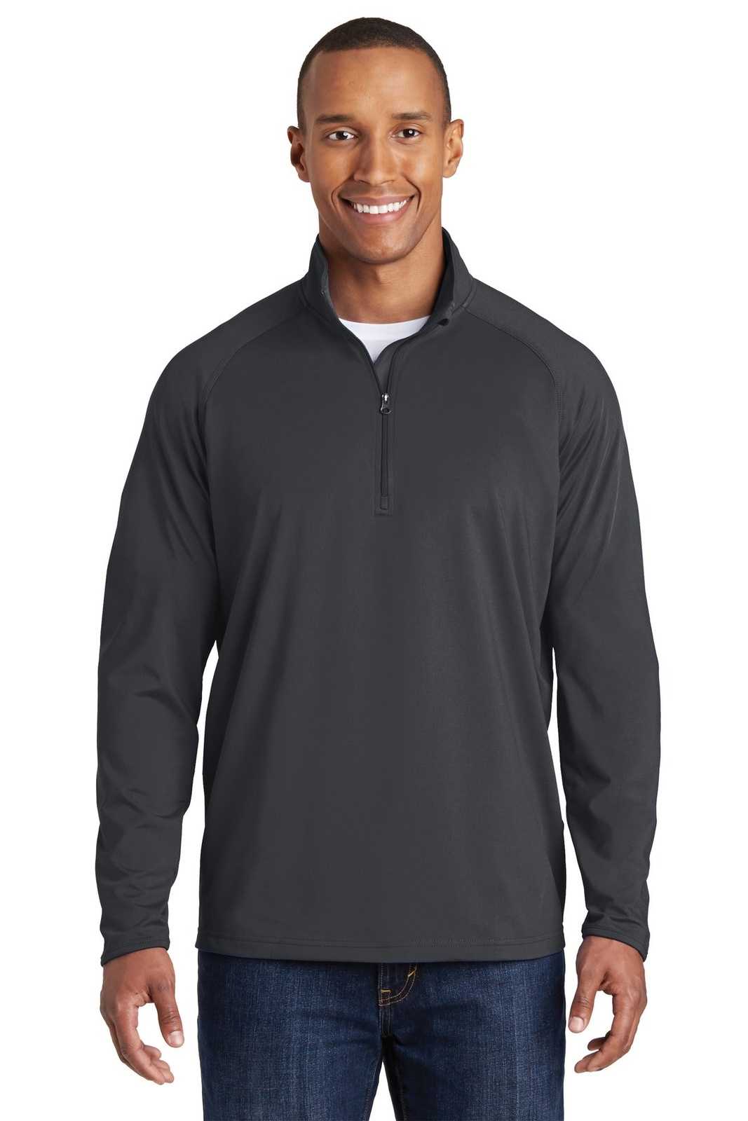 Sport-Tek ST850 Sport-Wick Stretch 1/2-Zip Pullover - Charcoal Gray - HIT a Double - 1