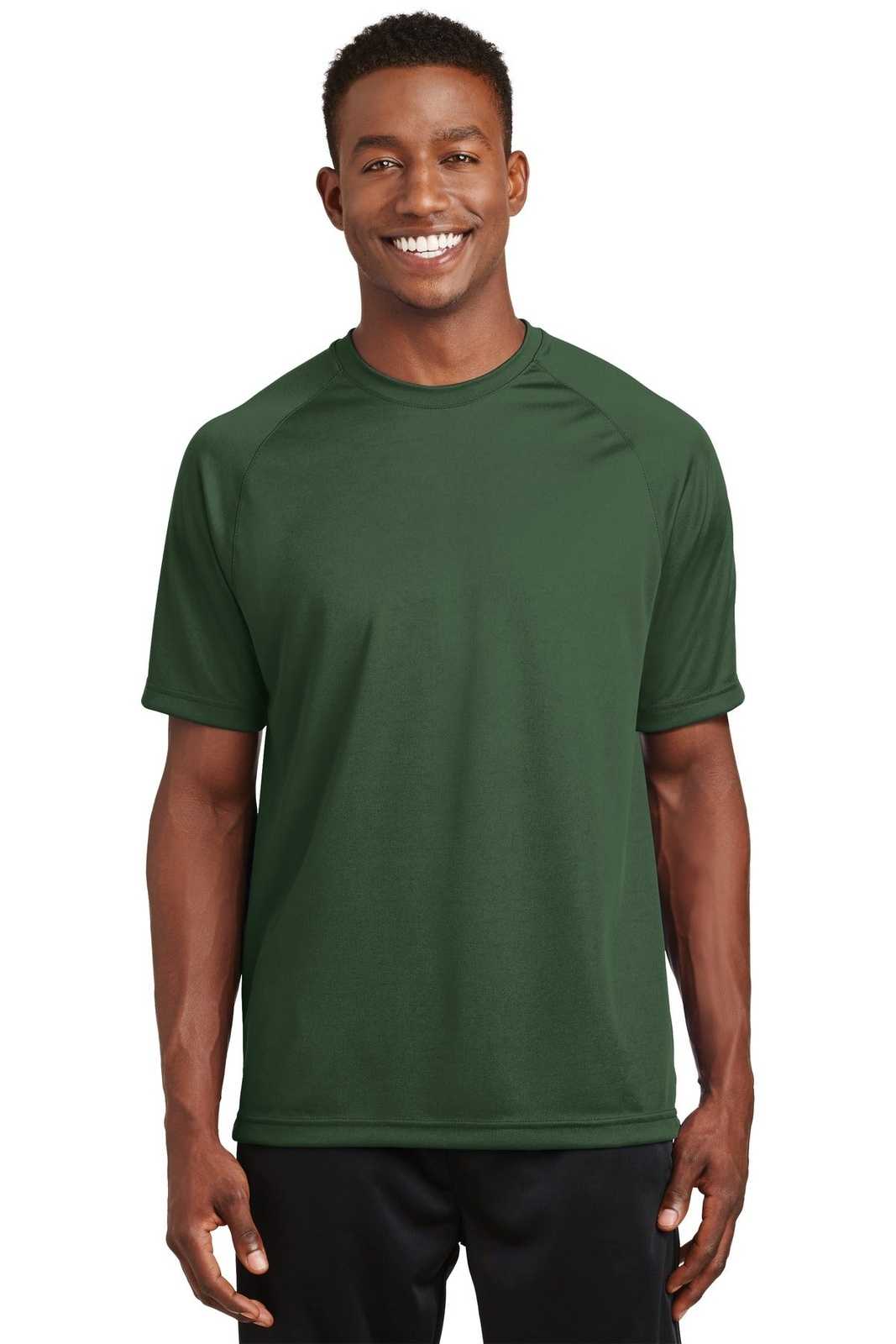 Sport-Tek T473 Dry Zone Short Sleeve Raglan T-Shirt - Forest Green - HIT a Double - 1