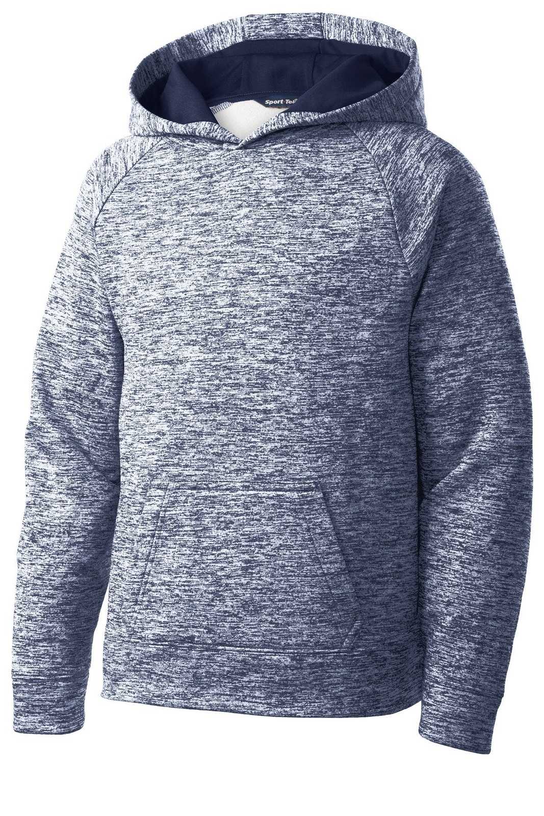 Sport-Tek YST225 Youth PosiCharge Electric Heather Fleece Hooded Pullover - True Navy Electric - HIT a Double - 3