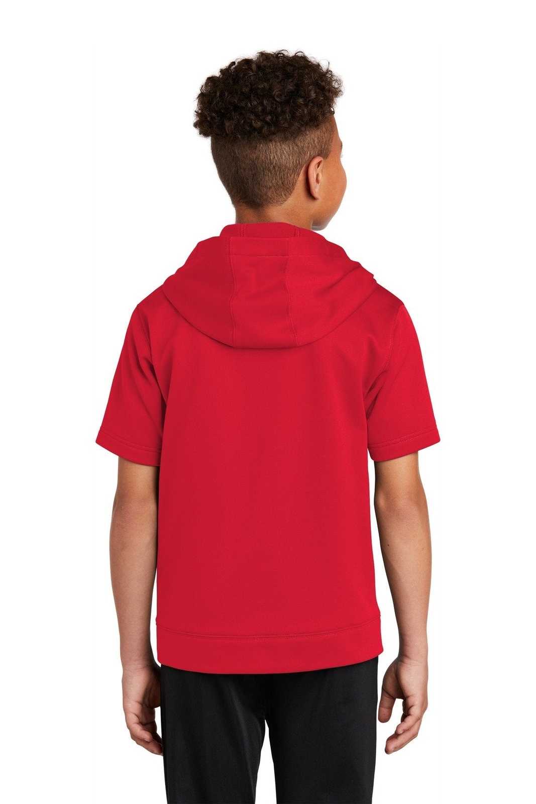 Sport-Tek YST251 Youth Sport-Wick Fleece Short Sleeve Hooded Pullover - Deep Red - HIT a Double - 2