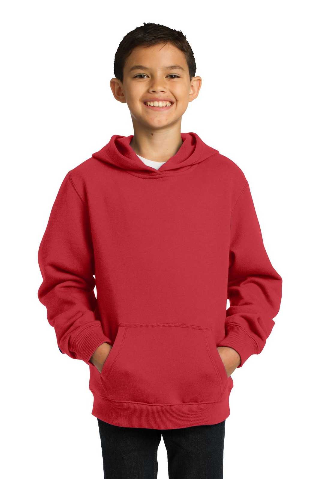 Sport-Tek YST254 Youth Pullover Hooded Sweatshirt - True Red - HIT a Double - 1