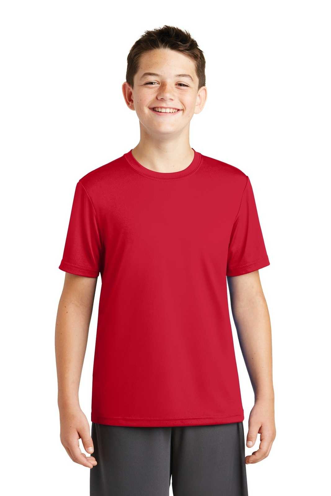 Sport-Tek YST320 Youth PosiCharge Tough Tee - Deep Red - HIT a Double - 1