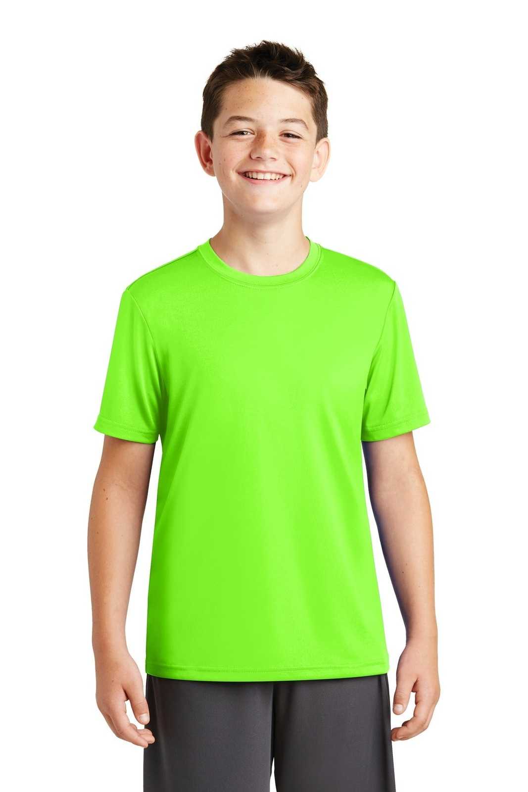 Sport-Tek YST320 Youth PosiCharge Tough Tee - Neon Green - HIT a Double - 1