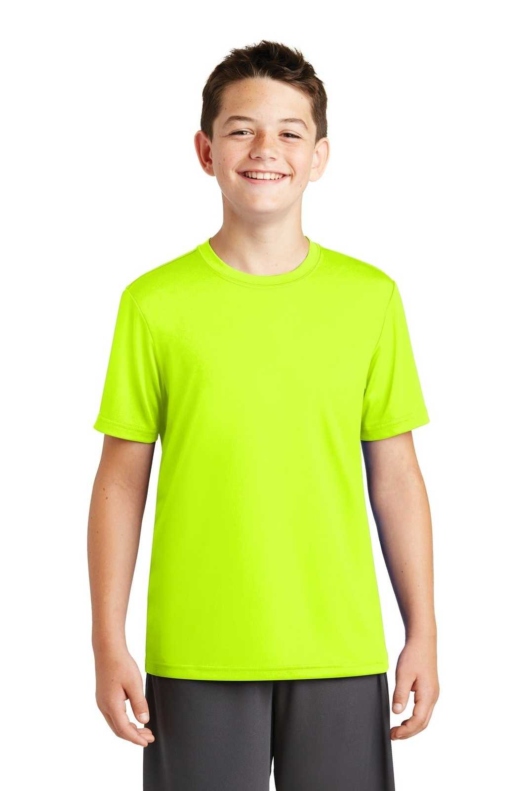 Sport-Tek YST320 Youth PosiCharge Tough Tee - Neon Yellow - HIT a Double - 1