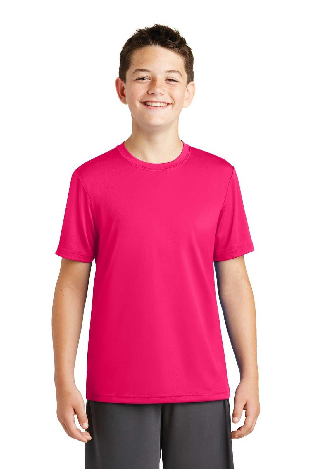 Sport-Tek YST320 Youth PosiCharge Tough Tee - Pink Raspberry - HIT a Double - 1