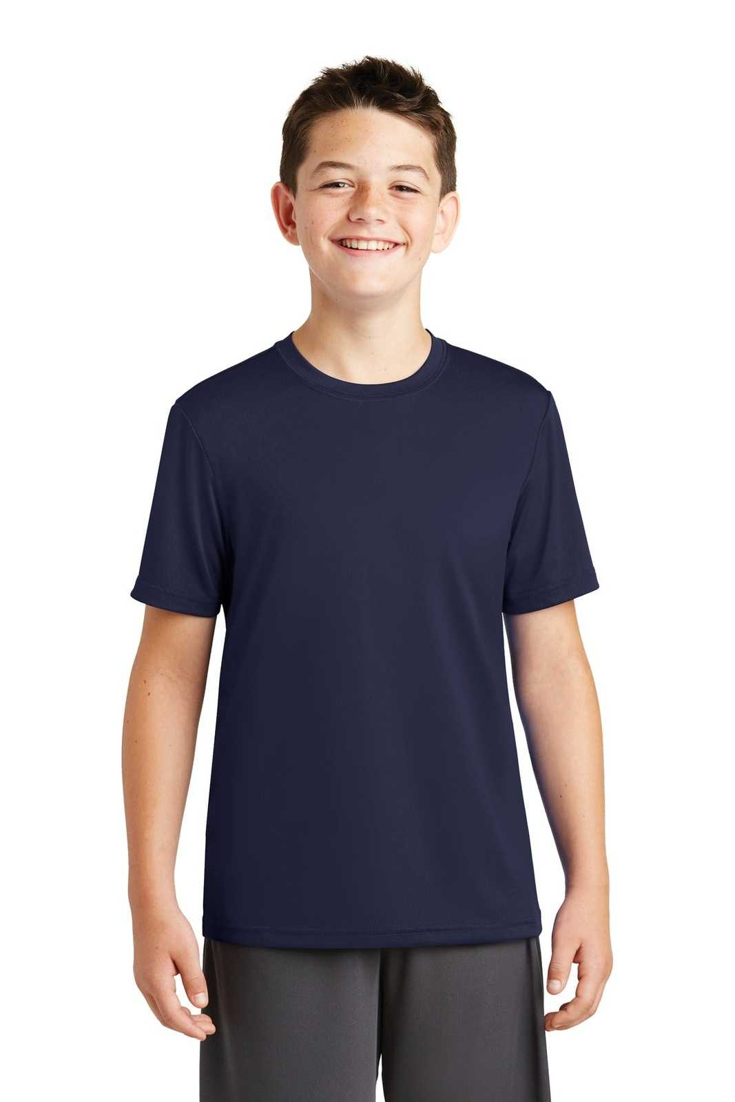 Sport-Tek YST320 Youth PosiCharge Tough Tee - True Navy - HIT a Double - 1