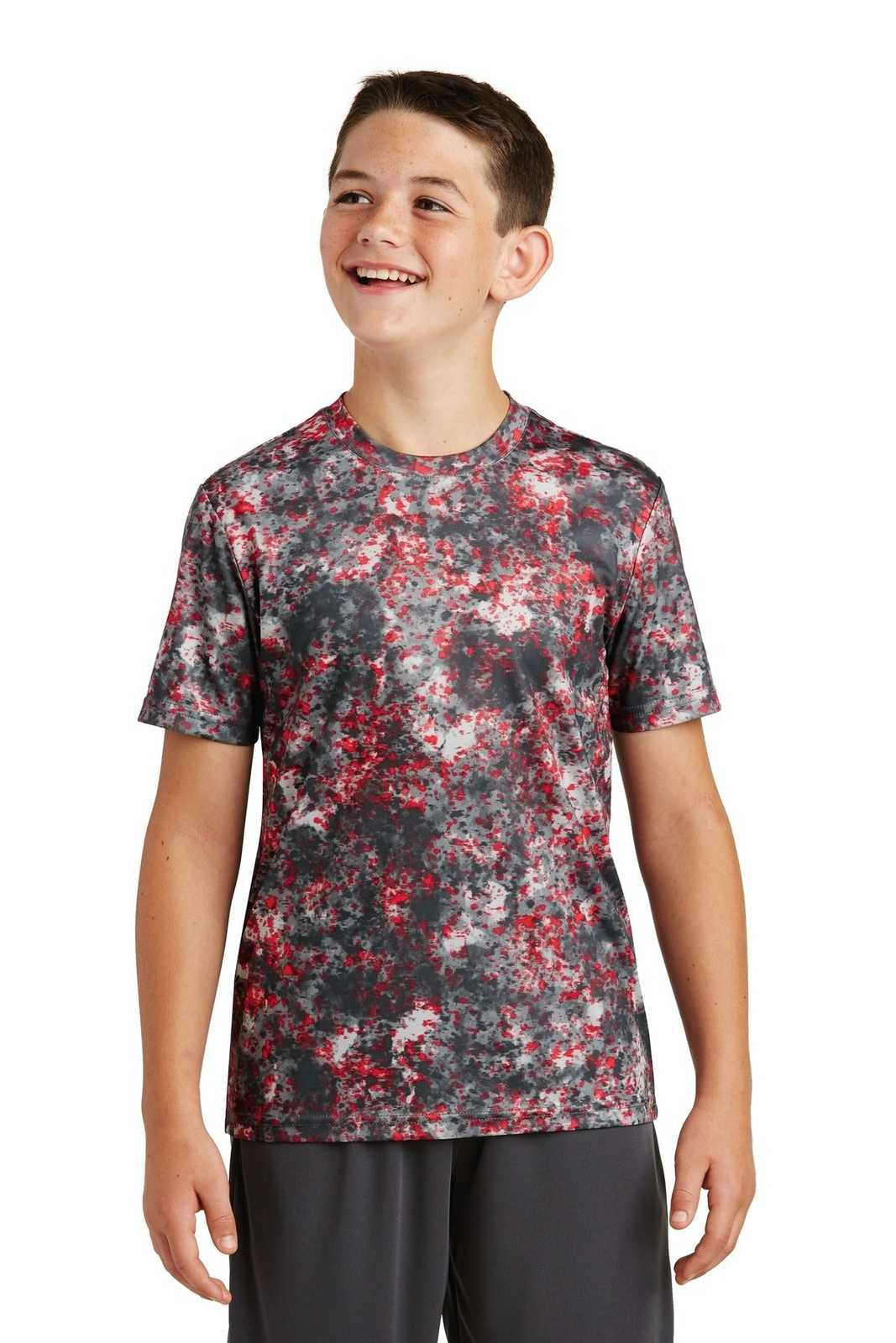 Sport-Tek YST330 Youth Mineral Freeze Tee - Deep Red - HIT a Double - 1