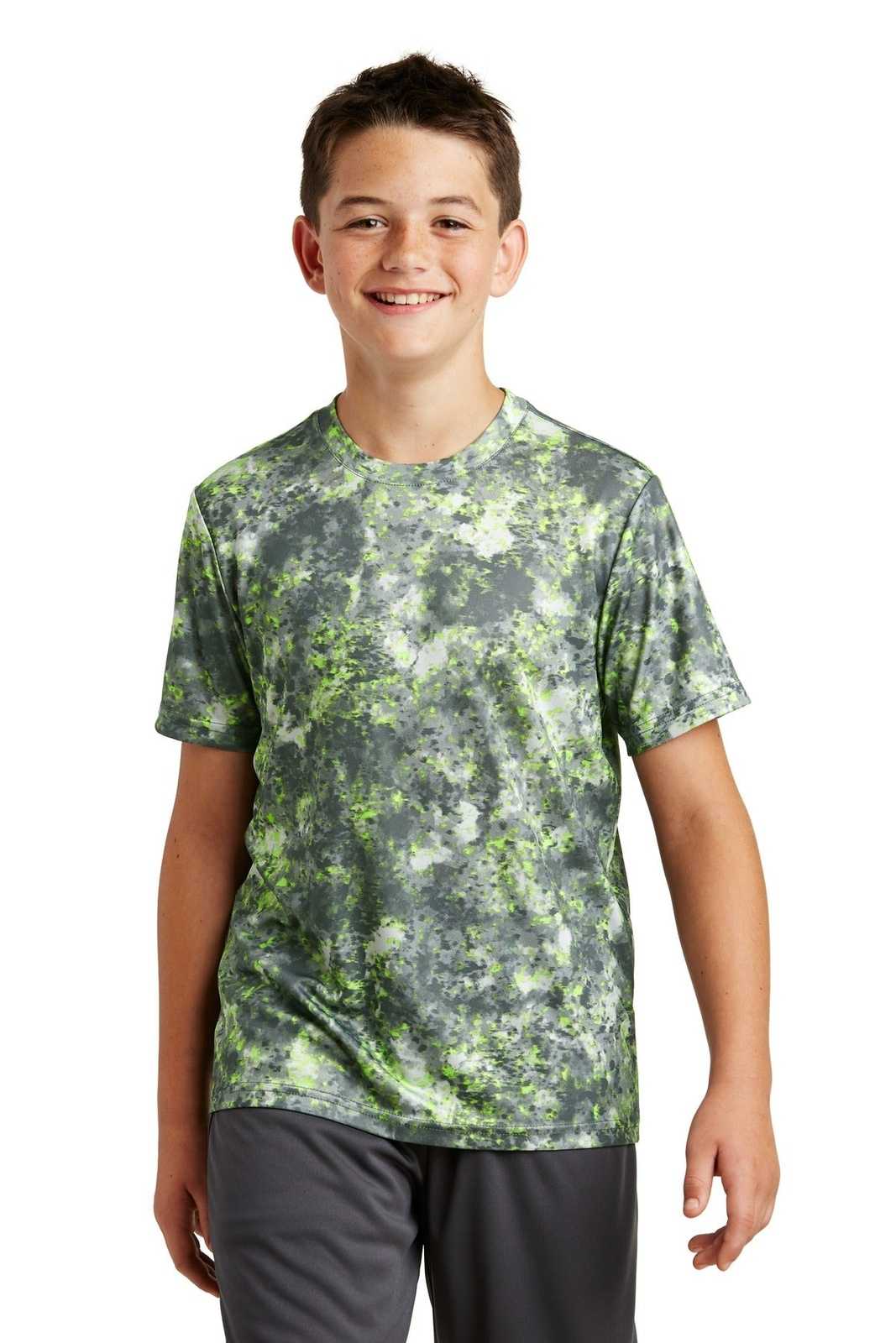 Sport-Tek YST330 Youth Mineral Freeze Tee - Lime Shock - HIT a Double - 1