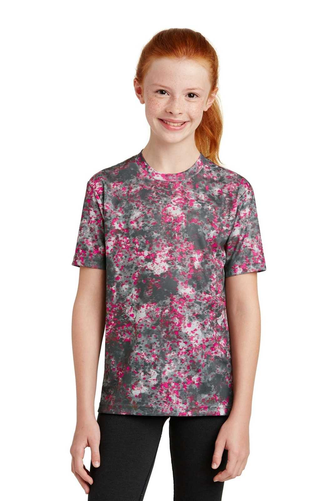 Sport-Tek YST330 Youth Mineral Freeze Tee - Pink Raspberry - HIT a Double - 1