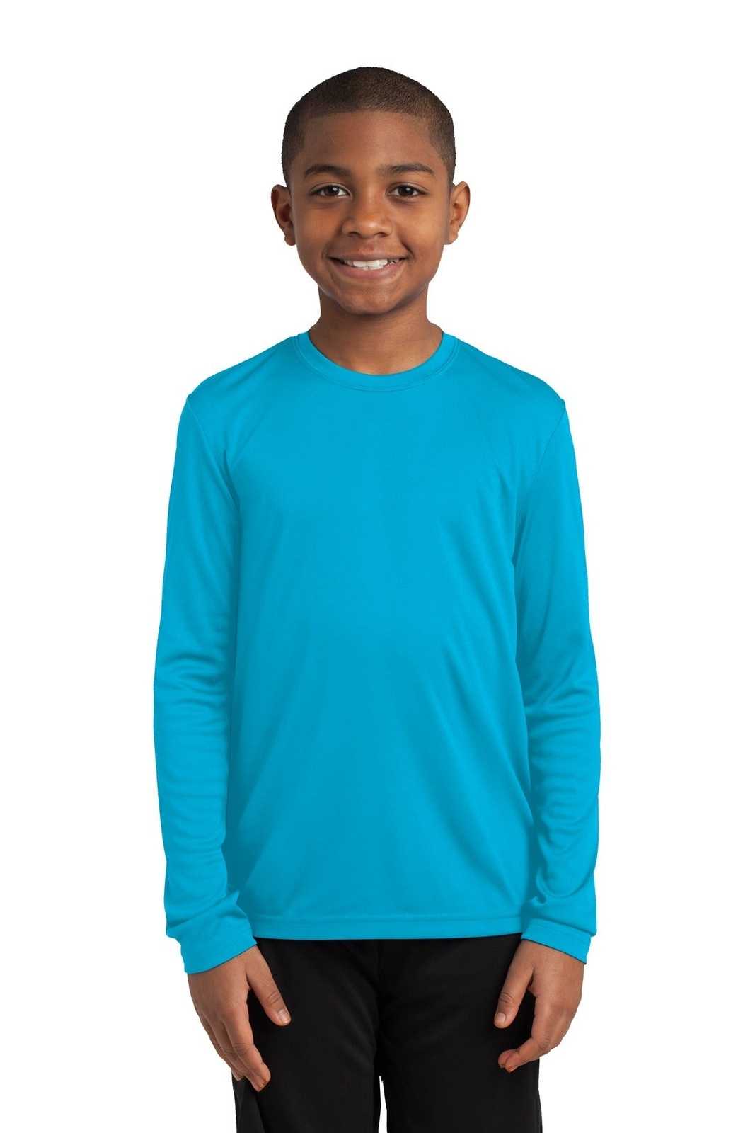 Sport-Tek YST350LS Youth Long Sleeve PosiCharge Competitor Tee - Atomic Blue - HIT a Double - 1