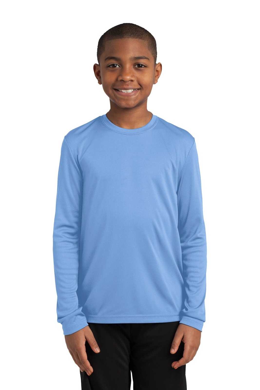 Sport-Tek YST350LS Youth Long Sleeve PosiCharge Competitor Tee - Carolina Blue - HIT a Double - 1