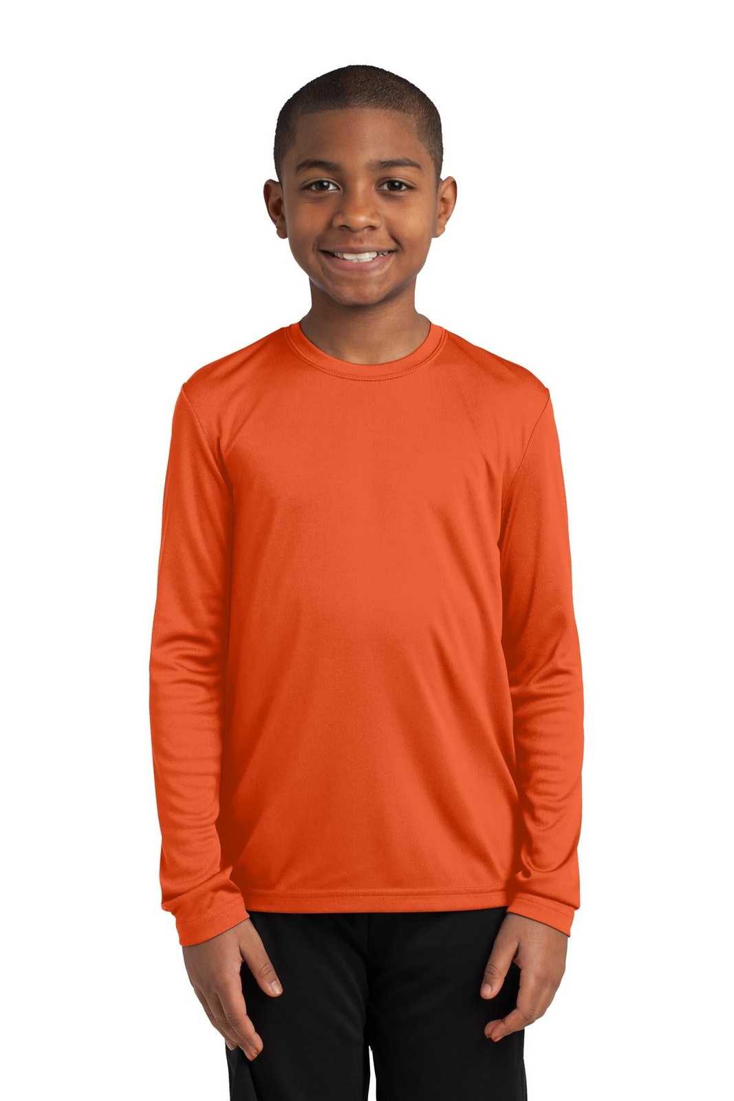 Sport-Tek YST350LS Youth Long Sleeve PosiCharge Competitor Tee - Deep Orange - HIT a Double - 1