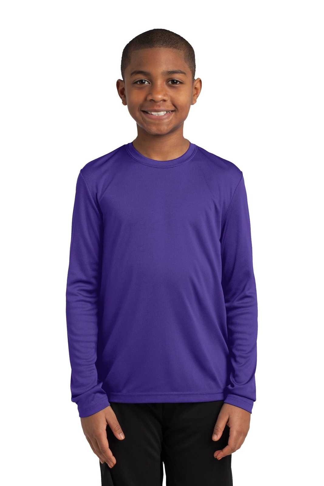 Sport-Tek YST350LS Youth Long Sleeve PosiCharge Competitor Tee - Purple - HIT a Double - 1