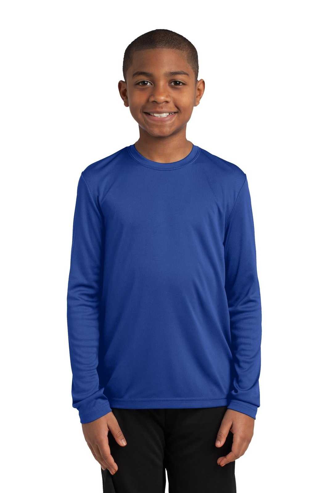 Sport-Tek YST350LS Youth Long Sleeve PosiCharge Competitor Tee - True Royal - HIT a Double - 1