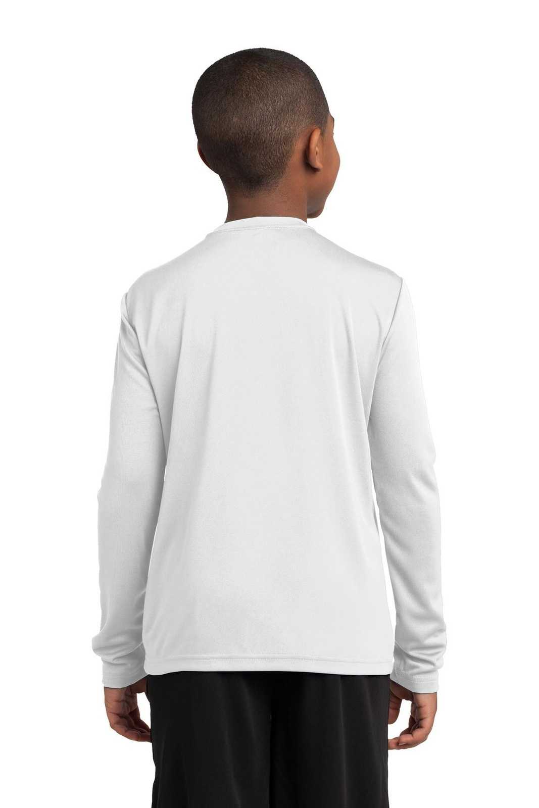 Sport-Tek YST350LS Youth Long Sleeve PosiCharge Competitor Tee - White - HIT a Double - 1