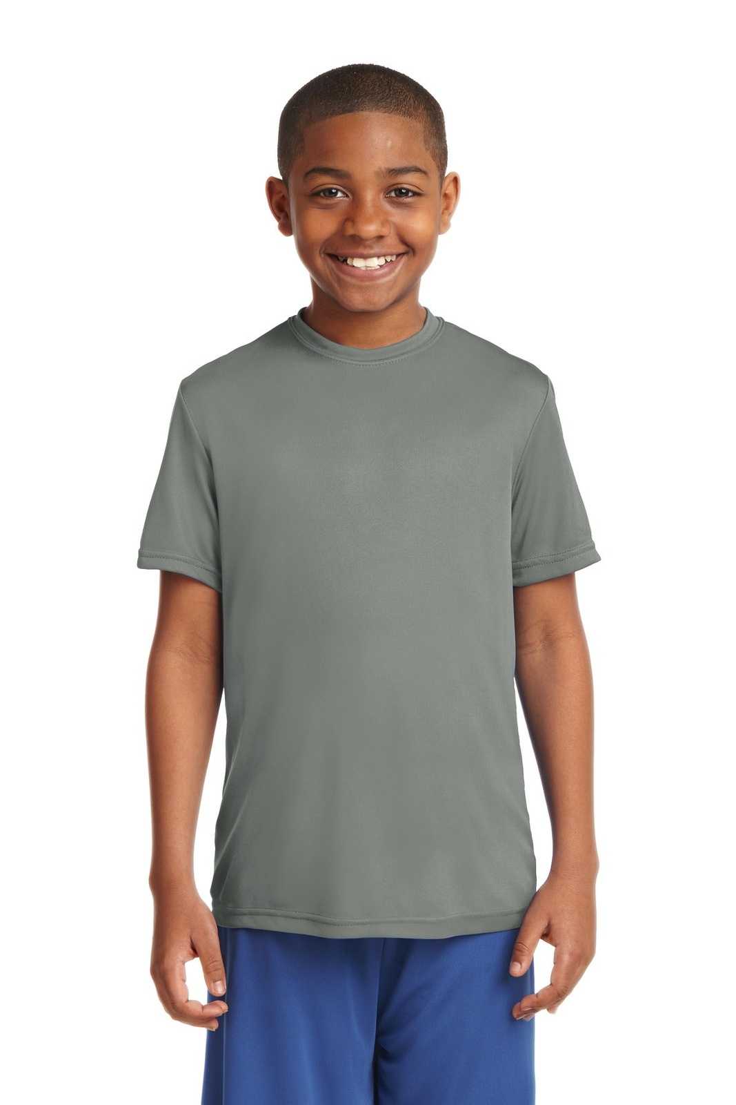 Sport-Tek YST350 Youth PosiCharge Competitor Tee - Gray Concrete - HIT a Double - 1