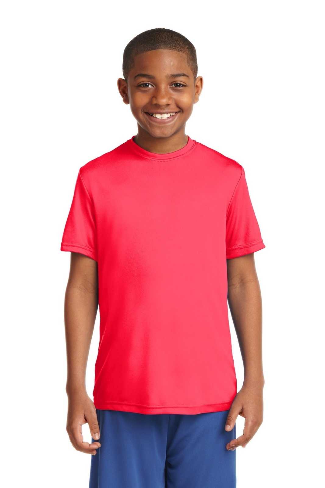 Sport-Tek YST350 Youth PosiCharge Competitor Tee - Hot Coral - HIT a Double - 1