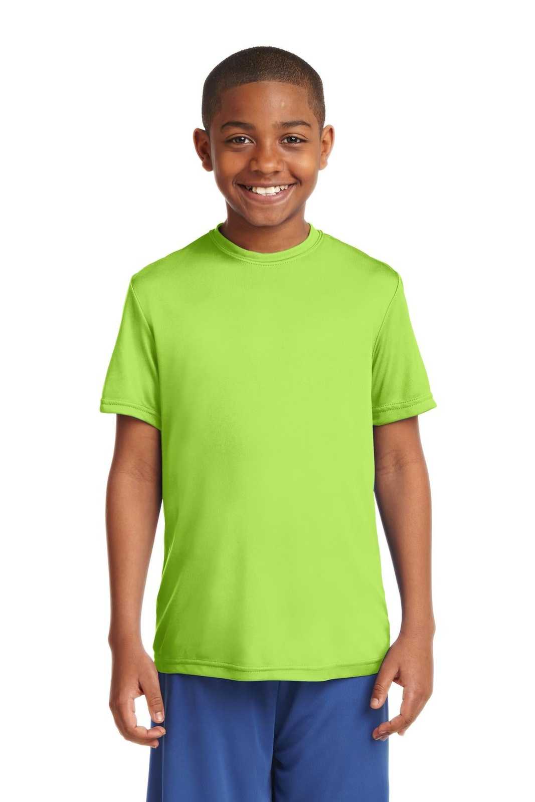 Sport-Tek YST350 Youth PosiCharge Competitor Tee - Lime Shock - HIT a Double - 1