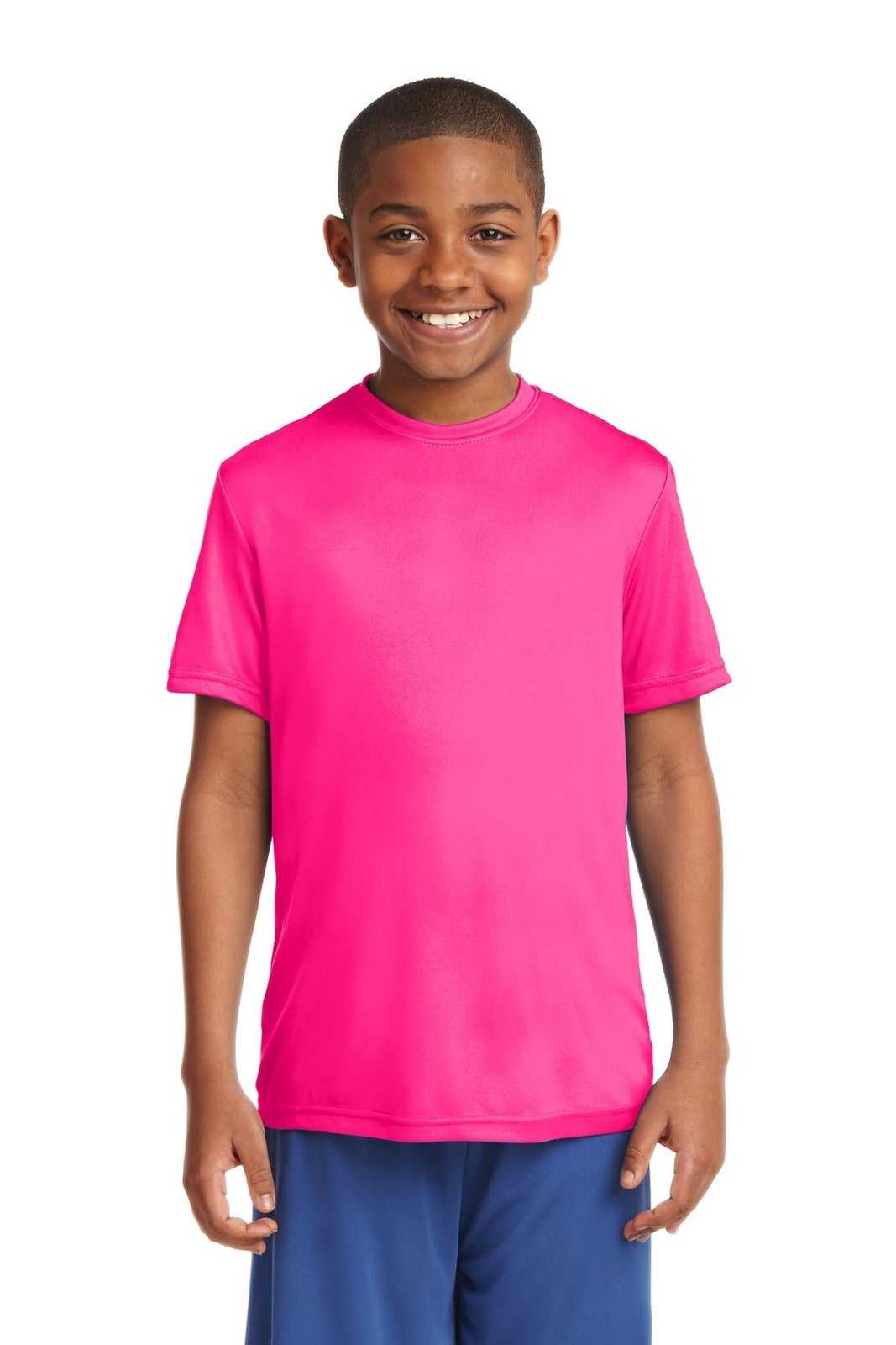 Sport-Tek YST350 Youth PosiCharge Competitor Tee - Neon Pink - HIT a Double - 1