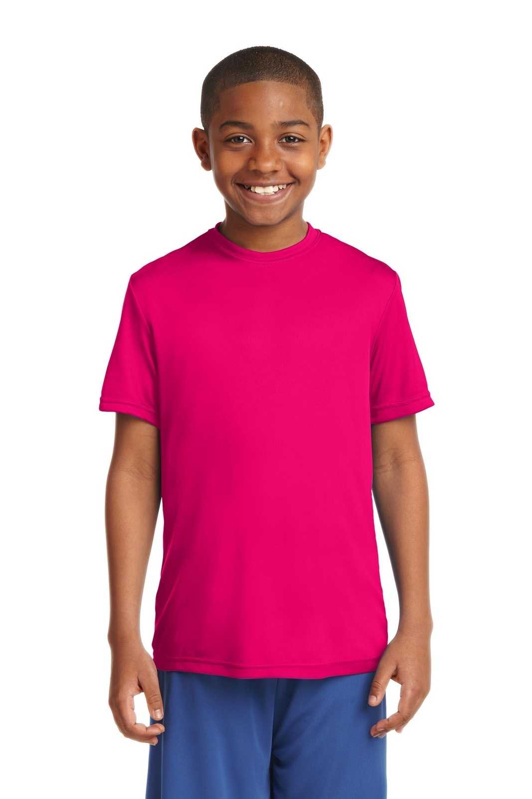 Sport-Tek YST350 Youth PosiCharge Competitor Tee - Pink Raspberry - HIT a Double - 1