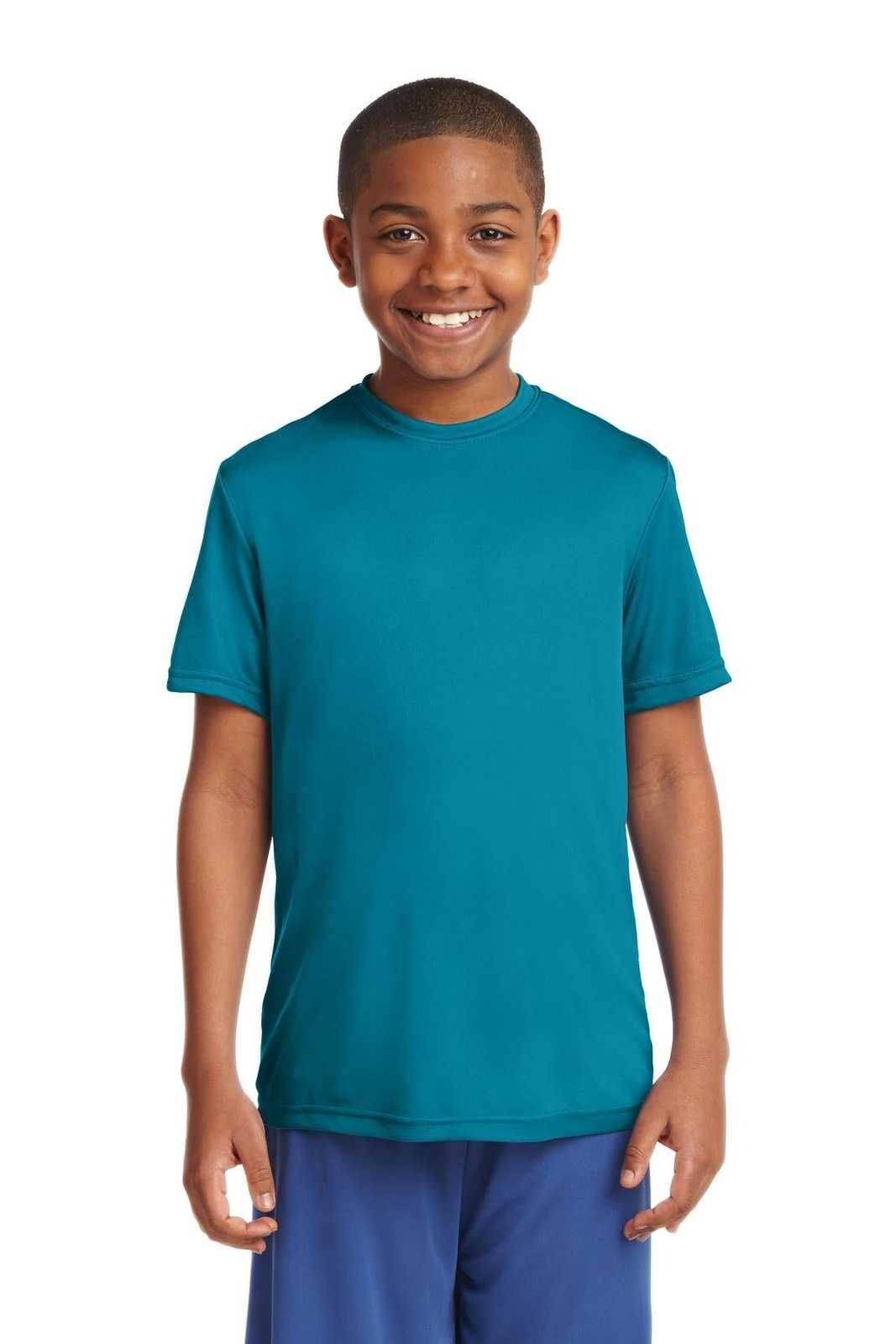 Sport-Tek YST350 Youth PosiCharge Competitor Tee - Tropic Blue - HIT a Double - 1