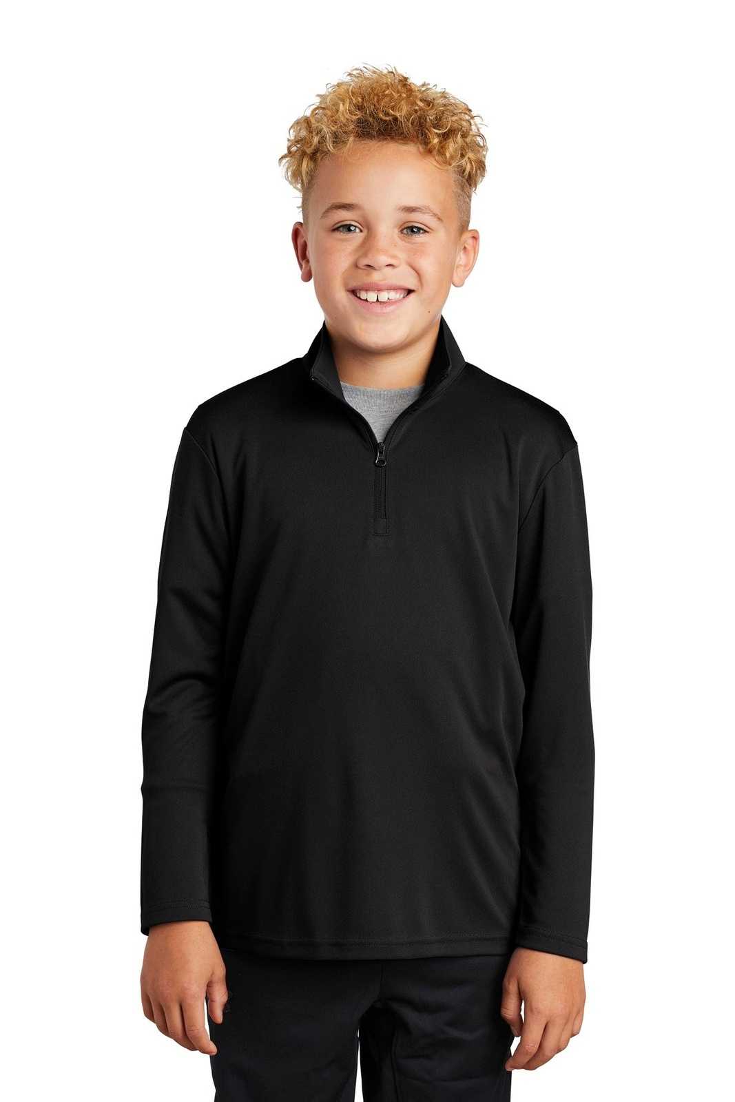 Sport-Tek YST357 Youth PosiCharge Competitor 1/4-Zip Pullover - Black - HIT a Double - 1