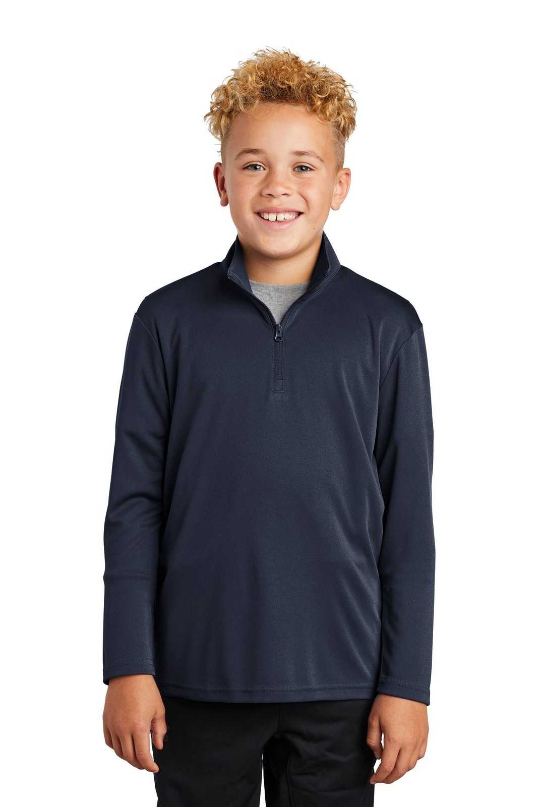 Sport-Tek YST357 Youth PosiCharge Competitor 1/4-Zip Pullover - True Navy - HIT a Double - 1