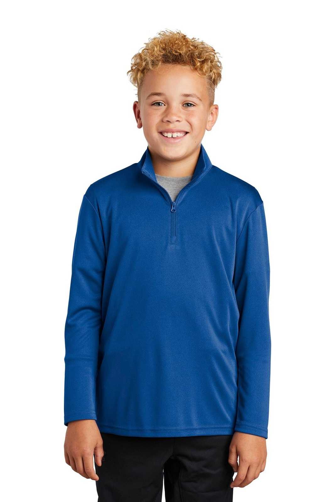 Sport-Tek YST357 Youth PosiCharge Competitor 1/4-Zip Pullover - True Royal - HIT a Double - 1