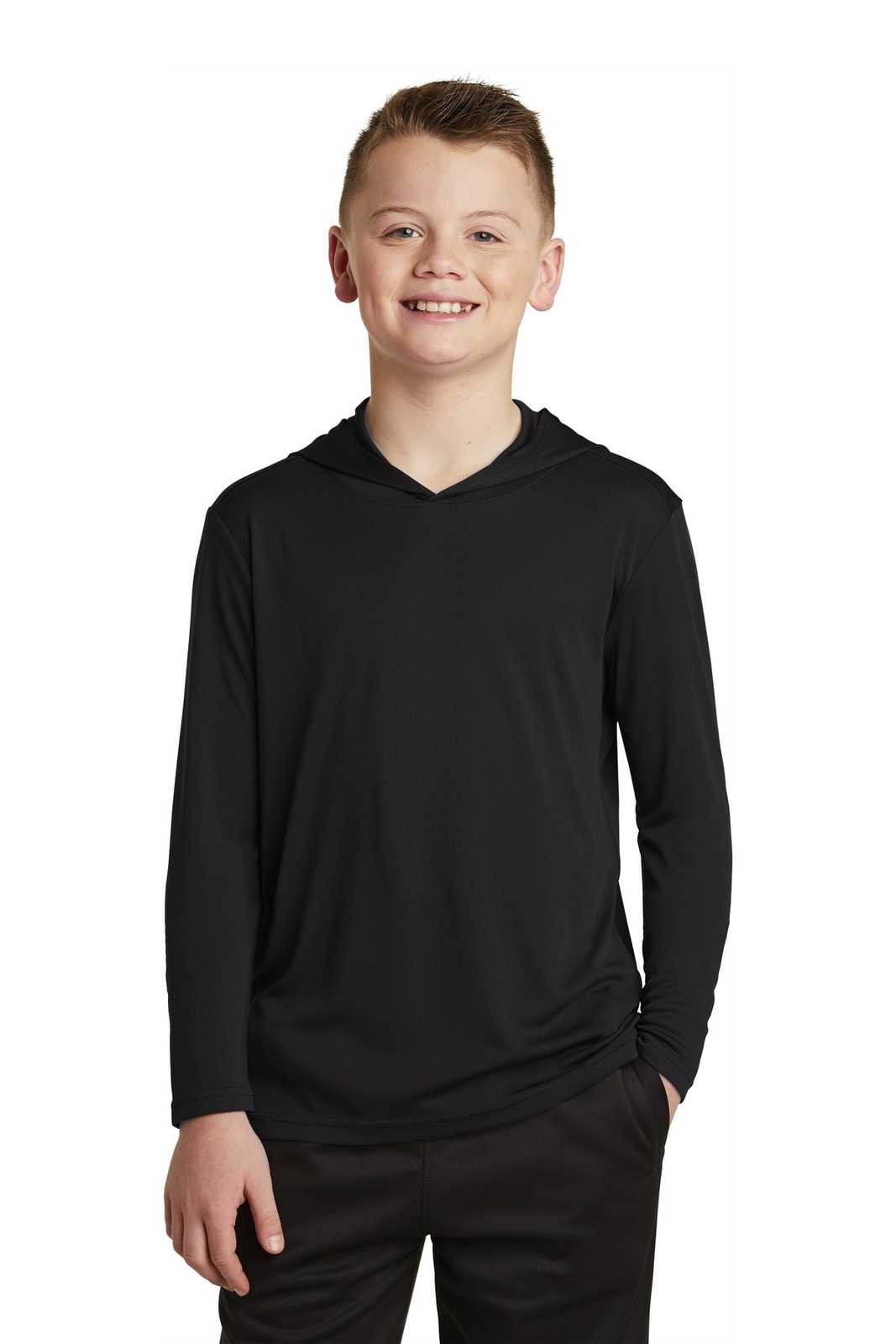 Sport-Tek YST358 Youth PosiCharge Competitor Hooded Pullover - Black - HIT a Double - 1