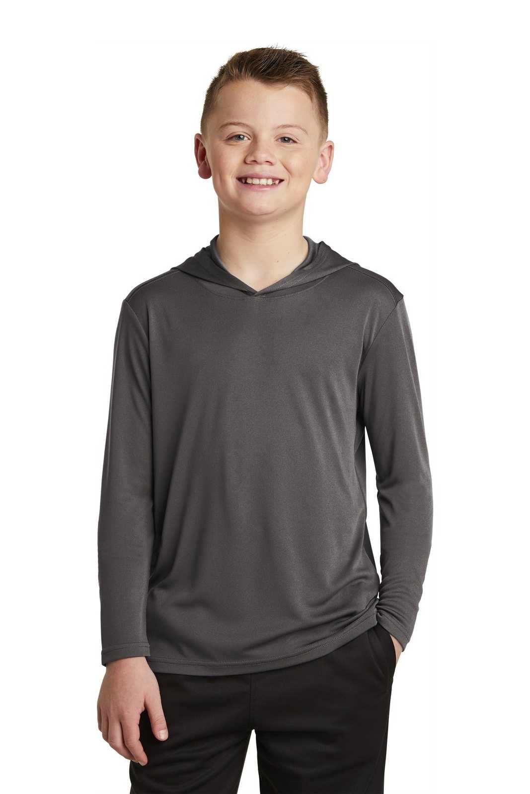 Sport-Tek YST358 Youth PosiCharge Competitor Hooded Pullover - Iron Gray - HIT a Double - 1
