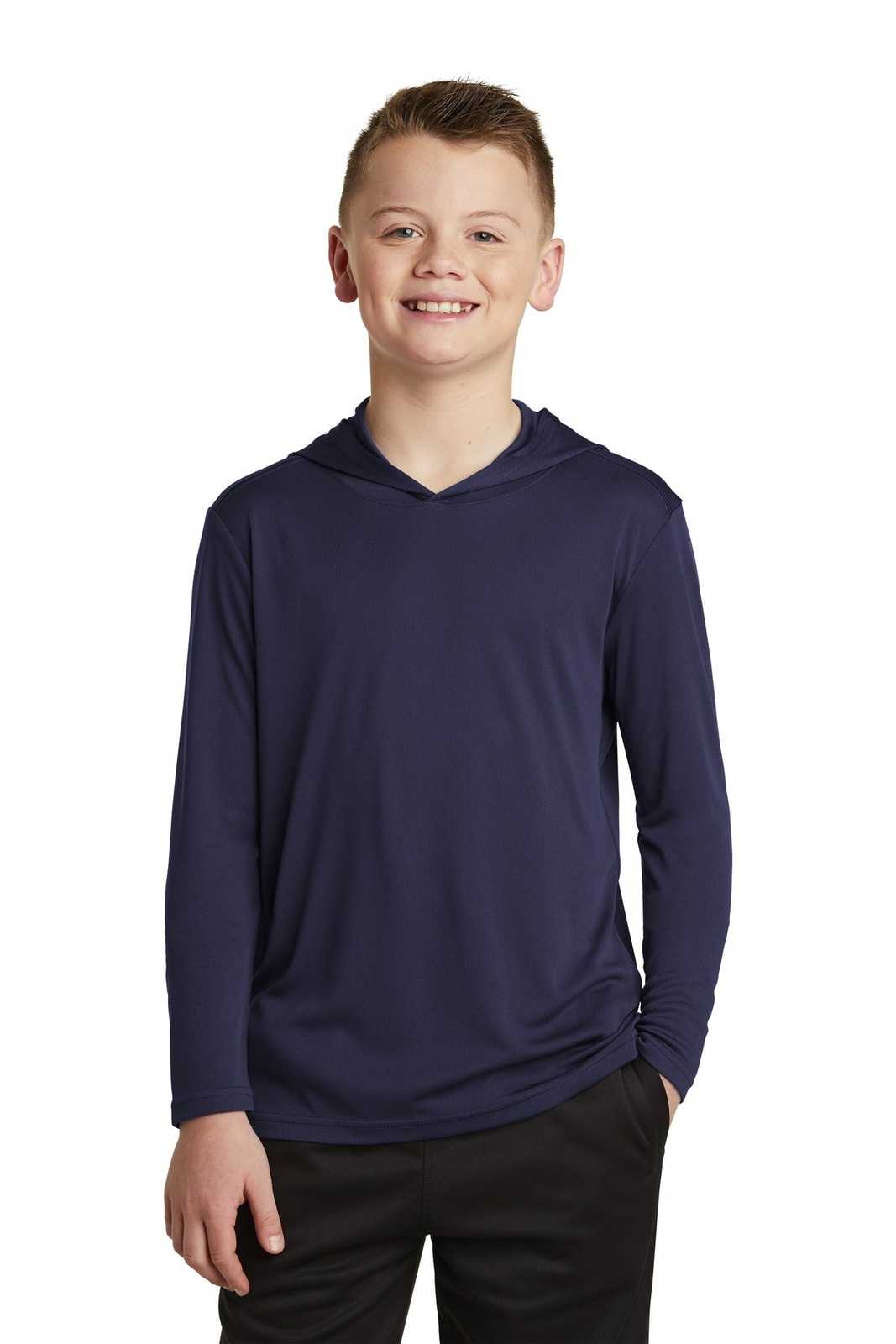 Sport-Tek YST358 Youth PosiCharge Competitor Hooded Pullover - True Navy - HIT a Double - 1