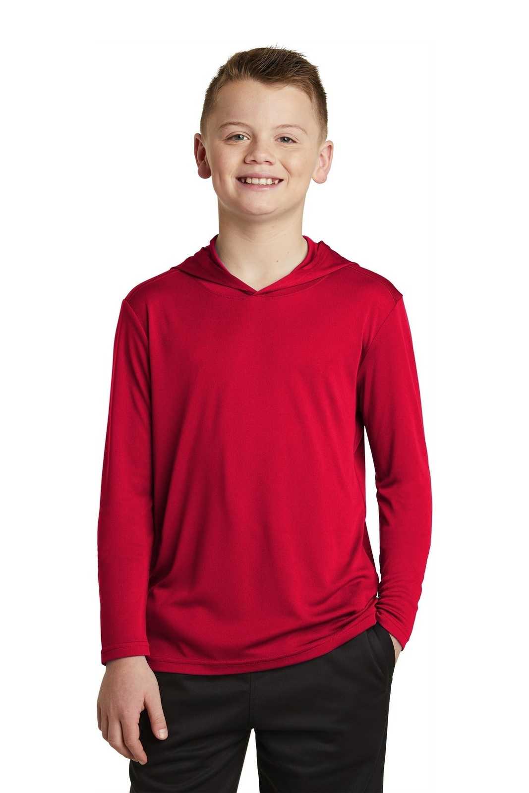 Sport-Tek YST358 Youth PosiCharge Competitor Hooded Pullover - True Red - HIT a Double - 1