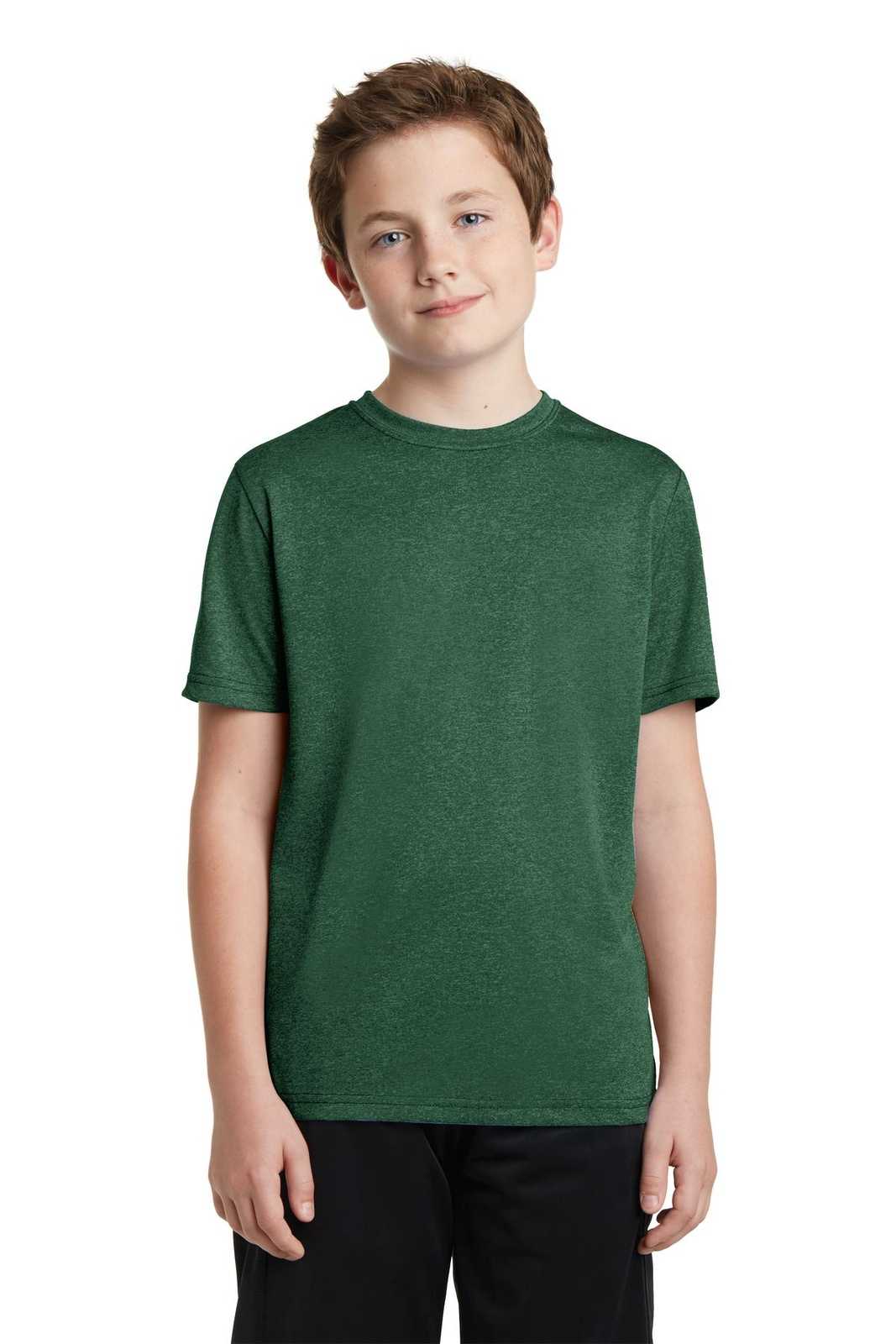 Sport-Tek YST360 Youth Heather Contender Tee - Forest Green Heather - HIT a Double - 1