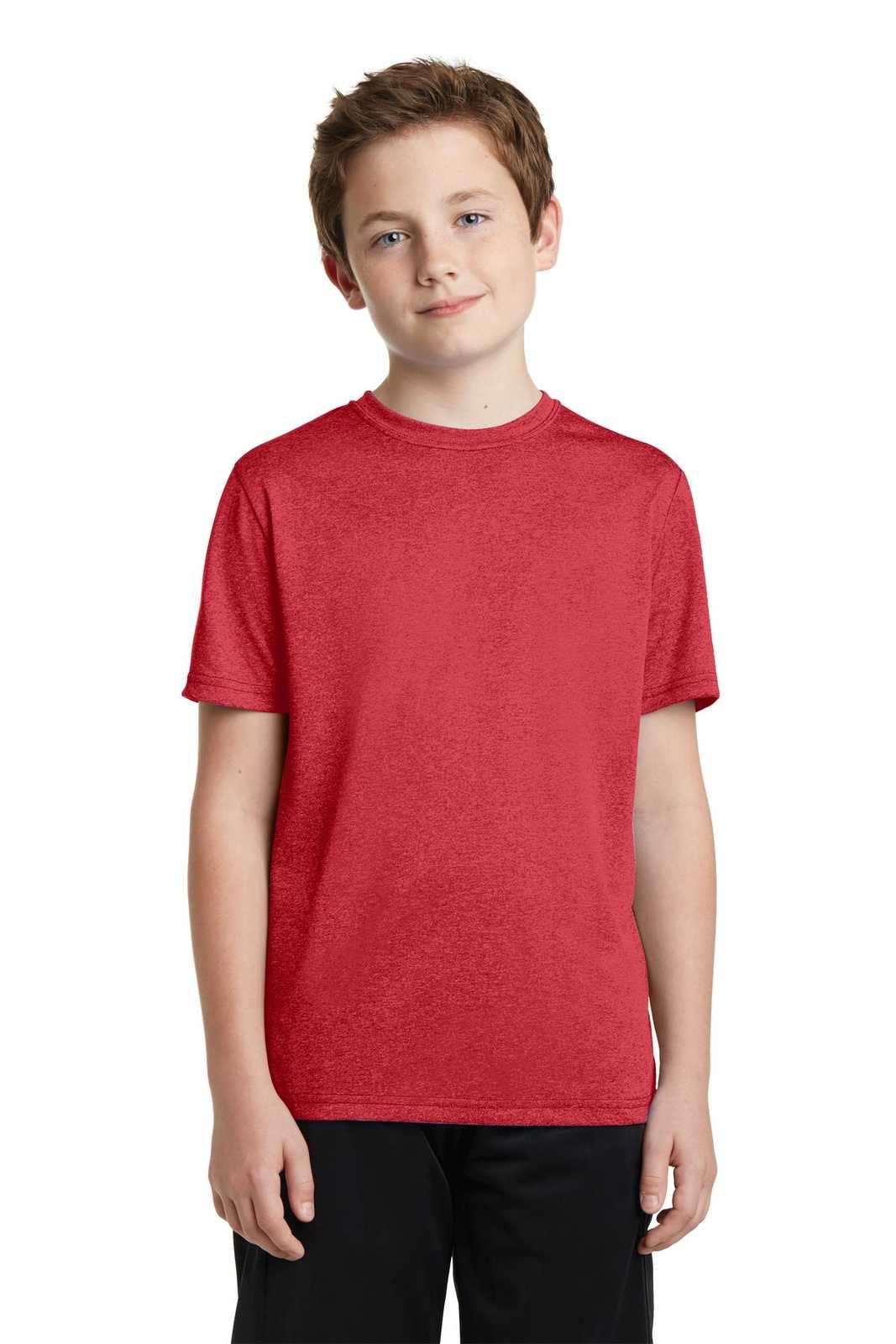 Sport-Tek YST360 Youth Heather Contender Tee - Scarlet Heather - HIT a Double - 1