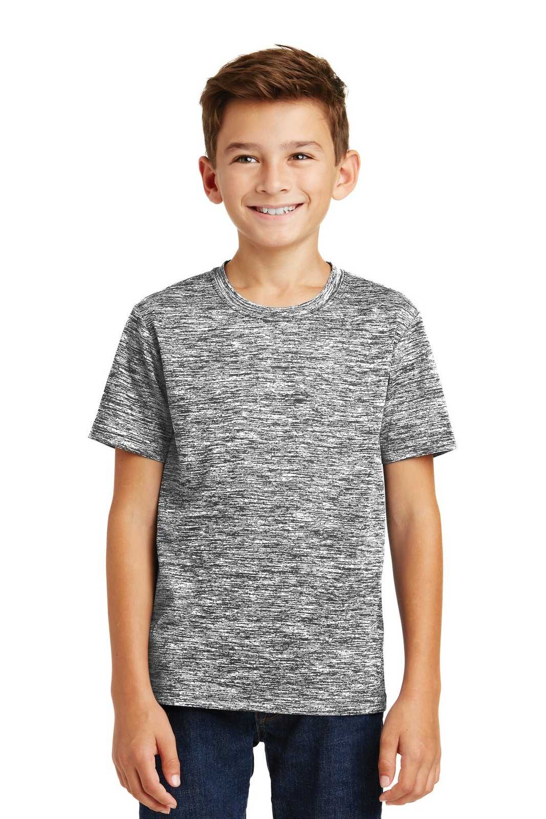 Sport-Tek YST390 Youth PosiCharge Electric Heather Tee - Black Electric - HIT a Double - 1